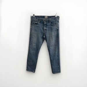 Faherty Jeans Men's 36x32 Blue Light Wash Denim Slim Fit Straight Stretch